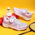 Breathable purple children's badminton shoes with convenient rotary buckle and mesh upper - 30 / Pink