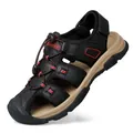 Duurzame herenleren sandalen met gesloten neus, antislipzool en een ademend ontwerp - 38 / Zwart (886)
