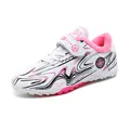Children's fleece-lined soccer shoes with pink trim and turf cleats for outdoor training - 28 / Pink