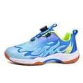 Breathable professional children's badminton shoes with rotary buckle and non-slip gum sole - 32 / Blue (T01)