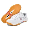 Professional white table tennis shoes featuring a non-slip orange gum rubber sole for athletes - 36 / SDX-9 White Red