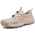 Ademende mesh outdoor sportschoenen voor heren met snelvetersysteem en dikke zachte zool - 7708 Zand (leren schoenmaat) / 38