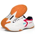 Chaussures de sport respirantes pour badminton et tennis avec semelle antidérapante - 40 / Blanc et Rouge