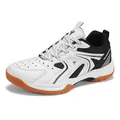 Chaussures de badminton professionnelles pour hommes avec mesh respirant et semelle - 39 / Blanc Noir