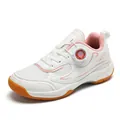 Professional breathable mesh children's badminton shoes in white and pink colorway SKU. - 30 / White and Pink