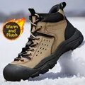 Scarponcini da trekking uomo con fodera calda in velluto sulla neve - 38 / High-Top Foderato in Pile (9878) / Kaki