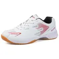 Professional lightweight and breathable mesh badminton shoes for men and women in white and red - 35 / White Red