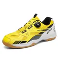 Professional yellow and white athletic badminton shoes with a modern rotary buckle - 36 / Yellow