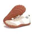Retro beige breathable fly-knit German trainers with a non-slip textured rubber gum sole - 36 / 2601 White Beige