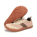 Lightweight barefoot trainers in beige and brown with breathable mesh and elastic laces. - 36 / 2601 Brown