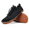 Black breathable barefoot shoes with gum rubber sole and quick-lace system - 38 / Black