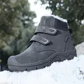Durable grey children's winter snow boots featuring warm plush lining and velcro - 30 / Gray