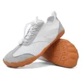 Zapatillas de ocio de punto fly-knit transpirables en blanco y gris con suela goma - 38 / Blanco Grisáceo