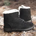 Men's black high-top snow boots with warm white faux fur lining and lace-up design - 38 / Style 677 (Women's) / Black