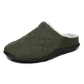 Pantoufles matelassées chaudes pour hommes et femmes en vert olive avec doublure en peluche - 38 / Chaussons / Vert Militaire