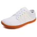 Atmungsaktiver weißer Barfußschuh für Herren mit breiter Zehenbox und orange Sohle - 36 / Weiß