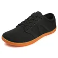 Schwarze Barfuß-Laufschuhe aus Mesh mit breiter Zehenbox und brauner Gummisohle - 36 / Schwarz