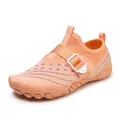 Children's breathable mesh water shoes in peach orange with adjustable buckle strap - 35 / Nude