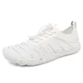 All-white barefoot water shoes with quick-dry mesh for swimming, hiking and fitness - 36 / White Silver