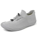 Lightweight grey wide toe knitted walking shoes with flexible soft sole for men - 38 / Light Gray