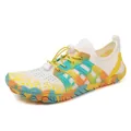 Lightweight white mesh aqua shoes with vibrant rainbow anti-slip rubber sole for beach - 45 / 7003 Series (7003) / Yellow