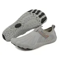 Grey outdoor barefoot water shoes with quick-dry mesh and durable non-slip rubber sole - 36 / Light Gray Orange (803)