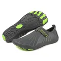 Grey quick-dry outdoor water shoes featuring bright green non-slip rubber sole - 36 / Dark Gray Green (803)