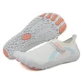 Quick-dry breathable white outdoor water shoes with orange non-slip sole for beach and wading - 36 / White Pink (803)