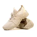 Breathable beige outdoor hiking shoes with quick-lace system and non-slip rubber sole. - 35 / Beige
