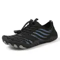 Children's black water shoes with blue wave patterns and non-slip rubber soles - 38 / Black