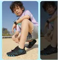Durable non-slip kids' wading shoes in black and blue pattern for beach and water park - 38 / Blue