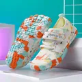 Children's water shoes with cartoon dinosaur prints and colorful non-slip rubber soles - 38 / A1868 Style / White