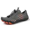 Breathable grey barefoot water shoes for kids with non-slip orange rubber sole - 38 / 8025 Style / Gray
