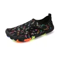 Quick-dry barefoot water shoe with colorful print for beach swimming and outdoor - 25 / Graffiti Print Style (568) / Black