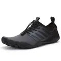 Breathable grey and black outdoor water shoes with quick-lace system for beach and diving. - 36 / Black