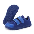 Blue breathable children's barefoot shoes with anti-slip rubber sole and velcro straps - 28 / Red