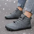 Warm grey winter snow boots for men and women featuring thick fleece lining and anti-slip sole - 36 / Dark Gray