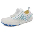 White and blue quick-dry non-slip children's water shoes for beach and swimming - White