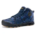 Bottes de neige d'hiver avec motif camouflage bleu, doublure chaude et semelle antidérapante - 40 / Camouflage Bleu Lacet (2202)