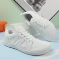 Men's lightweight wide toe box barefoot training shoes in breathable white mesh material - 36 / White