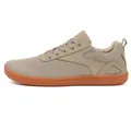 Breathable khaki mesh barefoot shoes with wide toe box and durable gum rubber sole - 36 / Beige