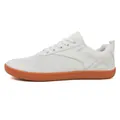 White barefoot wide-toe athletic shoe with breathable mesh upper and orange gum rubber sole - 38 / White