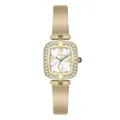Elegante goldene quadratische Quarzuhr mit Diamantlünette und Sonnenschliff-Zifferblatt - Gold Weiß Aprikose