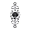 Scottie women's watch featuring elegant silver hollow chain link strap and black dial - Silver Case Black Dial
