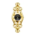 Luxurious Scottie gold steel watch featuring hollow link bracelet and black dial - Gold Case Black Dial