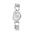 Elegant silver Scottie watch featuring an irregular hollow chain design and pearl dial - Silver White