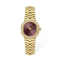 Reloj de cuarzo Scottie de lujo para mujer en oro con esfera púrpura y bisel de diamantes - Dorado Rojo