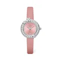 Orologio al quarzo Scottie da donna con cinturino in pelle rosa e lunetta fiori - Cinturino in Pelle / Pelle Bianco Rosa