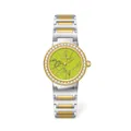 Scottie two-tone stainless steel quartz watch with lime green marble dial and crystal bezel. - Gold & Silver/Green