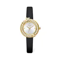 Orologio Scottie lusso al quarzo con lunetta fiori diamanti e cinturino pelle - Cinturino in Pelle / Pelle Oro Bianco Nero